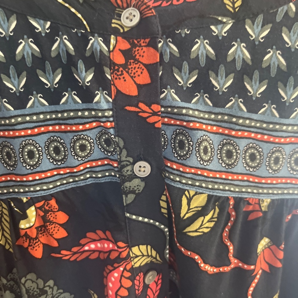 LOFT Navy Floral Henley Tunic with Floral and Strawberry Print - Picture 8 of 10